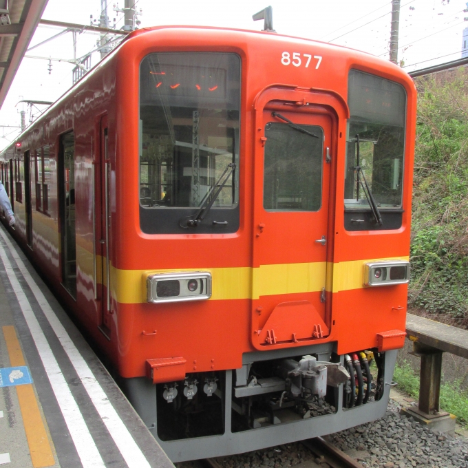 鉄道乗車記録の写真:乗車した列車(外観)(1)        「乗車した列車。
東武8000系8577編成。」