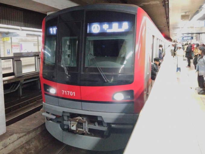 鉄道乗車記録の写真:乗車した列車(外観)(1)        「乗車した列車。
東武70000系71701編成。」