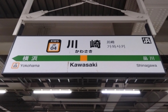 写真:川崎駅の駅名看板