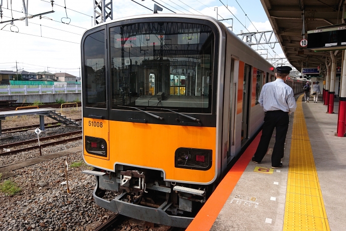 鉄道乗車記録の写真:乗車した列車(外観)(1)        「乗車した列車。
東武50000系51008編成。」