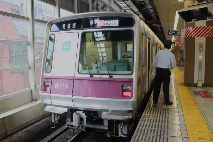 鉄道乗車記録の写真:乗車した列車(外観)(1)        「乗車した列車。
東京メトロ8000系8119編成。」