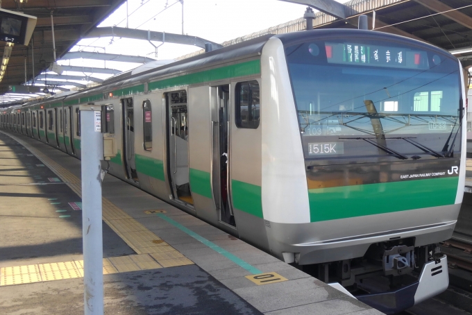 鉄道乗車記録の写真:乗車した列車(外観)(1)        「乗車した列車。
E233系7000番台ハエ103編成。」