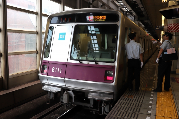 鉄道乗車記録の写真:乗車した列車(外観)(1)        「乗車した列車。
東京メトロ8000系8111編成。」