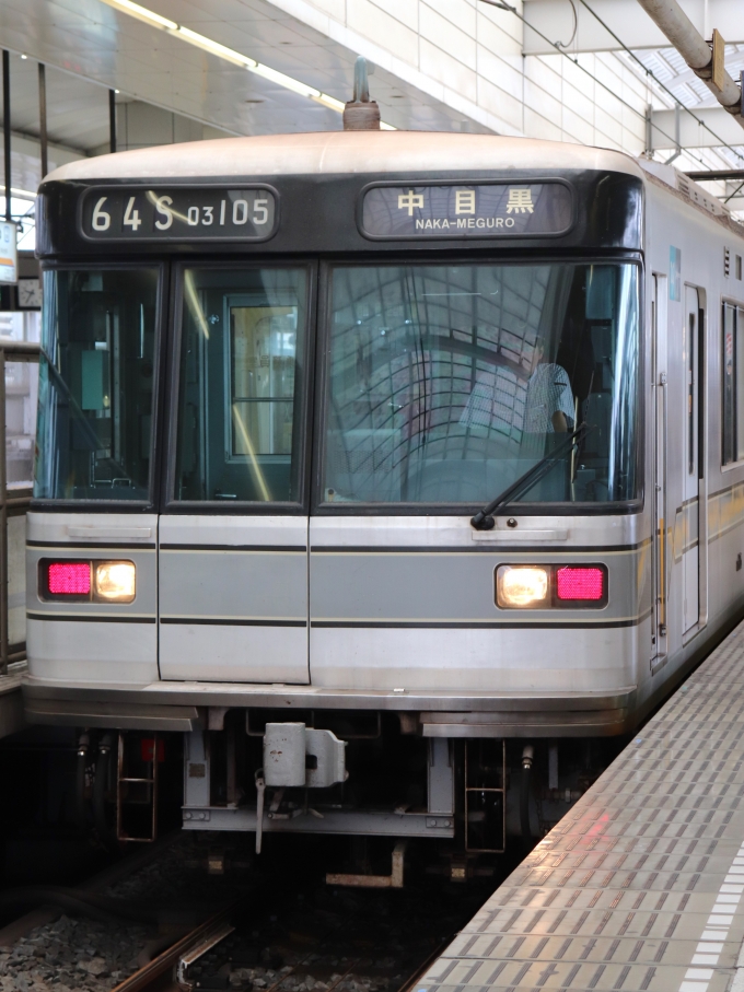 鉄道乗車記録の写真:乗車した列車(外観)(1)        「乗車した列車。
東京メトロ03系03-105編成。」
