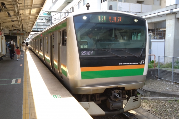 鉄道乗車記録の写真:乗車した列車(外観)(1)        「乗車した列車。
E233系3000番台E-07編成。」