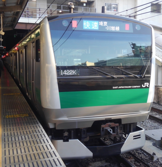 鉄道乗車記録の写真:乗車した列車(外観)(1)          「乗車した列車。
E233系7000番台ﾊｴ118編成。」