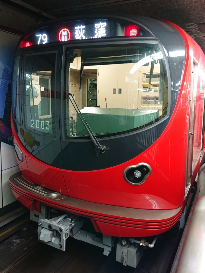 鉄道乗車記録の写真:乗車した列車(外観)(1)        「乗車した列車。
東京メトロ2000系2103編成。」