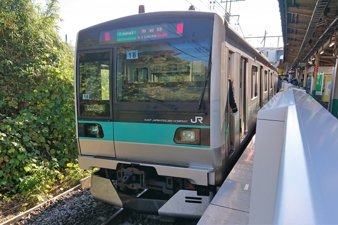 鉄道乗車記録の写真:乗車した列車(外観)(2)        「新松戸駅では最近ホームドアが設置されました」