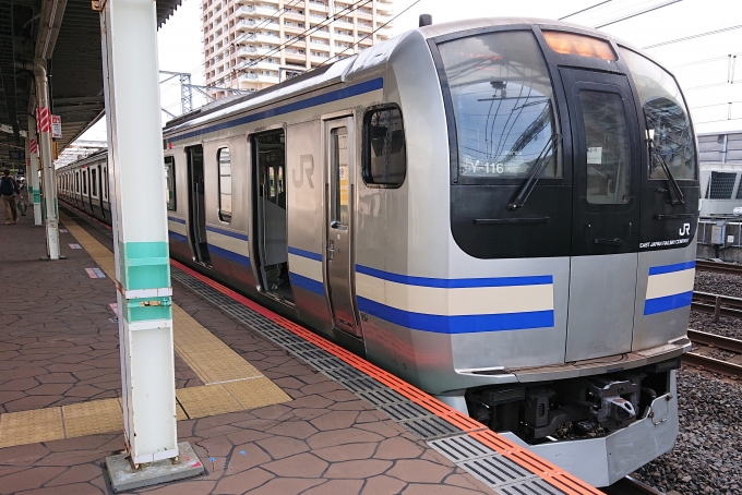 鉄道乗車記録の写真:乗車した列車(外観)(1)        「乗車した列車。
E217系Y116編成。」
