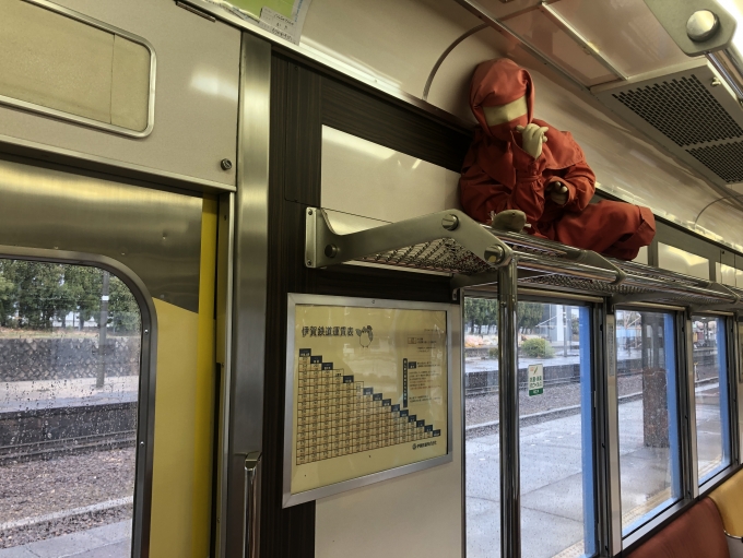 鉄道乗車記録の写真:車内設備、様子(2)        「網棚に忍者・・・」