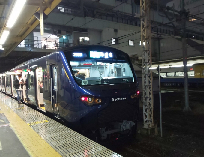 鉄道乗車記録の写真:乗車した列車(外観)(1)          「ちょうど停車していたので
新宿→大崎まで乗ってみました。
(相鉄･JR線直通 12000系)
スタイリッシュ、外国の電車みたい。」