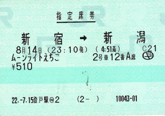 新宿駅から新潟駅:鉄道乗車記録の写真