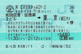 成田空港駅から新宿駅の乗車記録(乗りつぶし)写真
