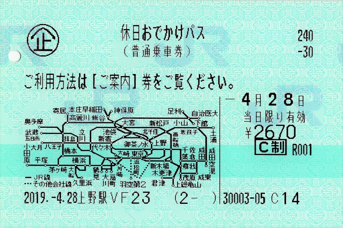 鉄道乗車記録の写真:きっぷ(2)     「休日おでかけパス」