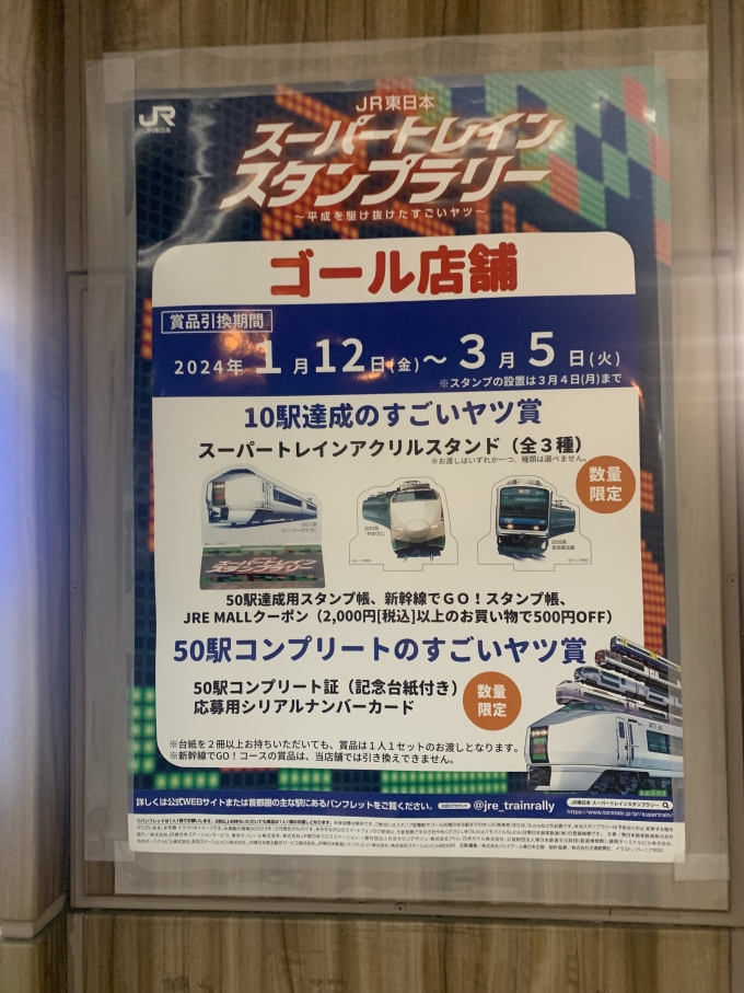 鉄道乗車記録の写真:鉄道グッズ(5)        「上野駅KIOSK（スーパートレインスタンプラリー、ゴール店舗掲示）」