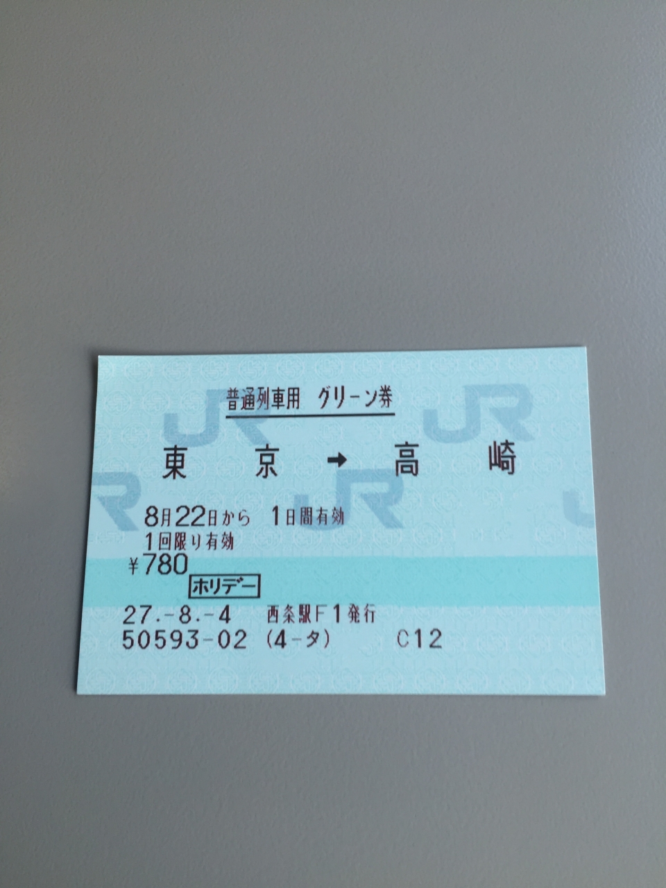 鉄道乗車記録「東京駅から高崎駅」きっぷの写真(2) by ユースケ 撮影日時:2015年08月22日