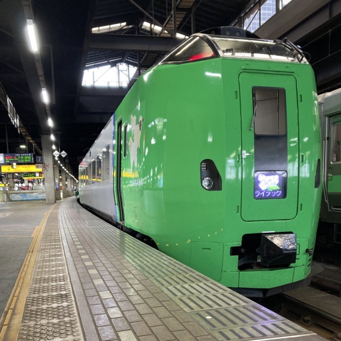 鉄道乗車記録の写真:乗車した列車(外観)(3)        「789系札サウHE-104 HE-204編成。札幌駅7番線。」