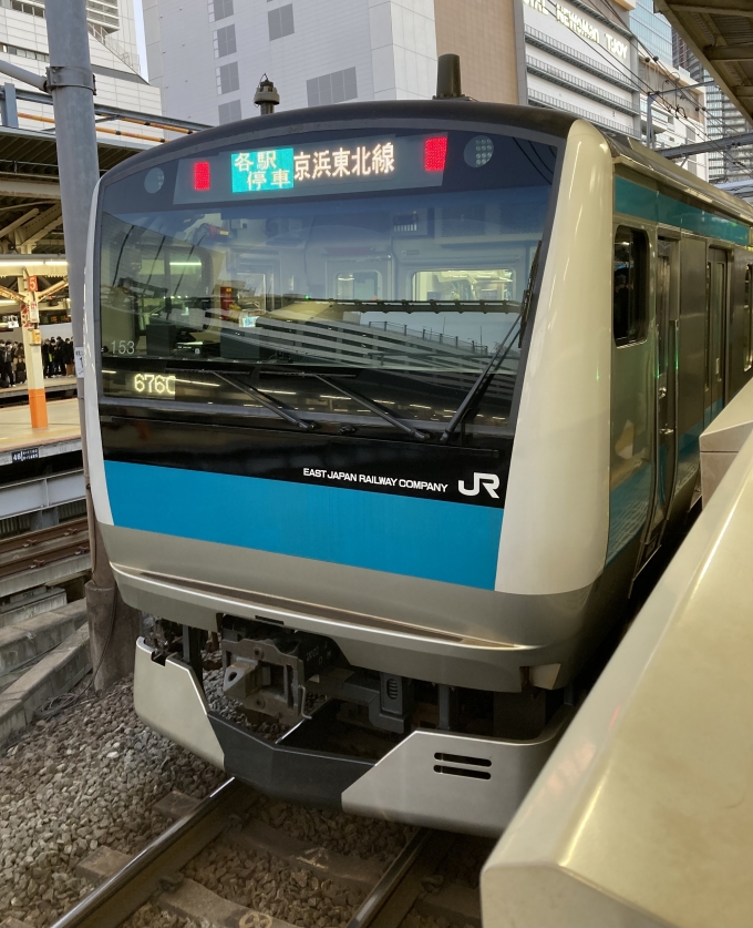 鉄道乗車記録の写真:乗車した列車(外観)(3)        「E233系宮サイ153編成。横浜駅4番線。」