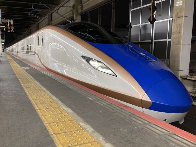 鉄道乗車記録の写真:乗車した列車(外観)(3)        「野新幹線車両センター所属E7系F25編成。大宮駅13番線。」