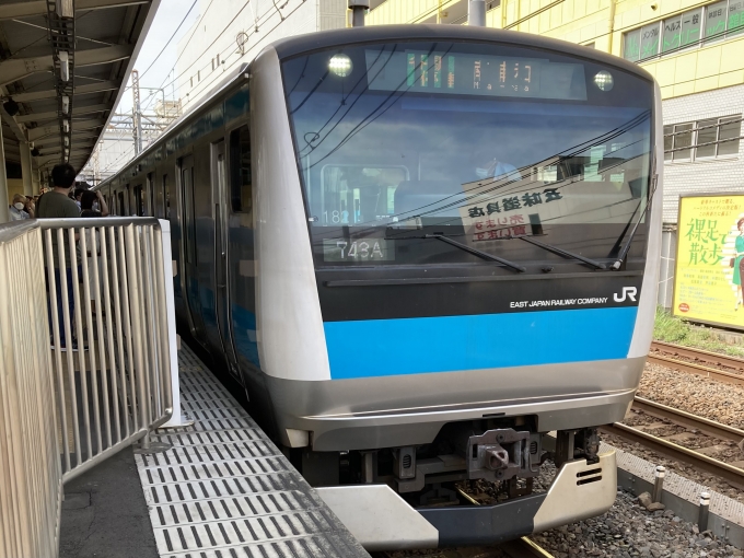 鉄道乗車記録の写真:乗車した列車(外観)(3)        「E233系宮サイ182編成。鶴見駅2番線。」