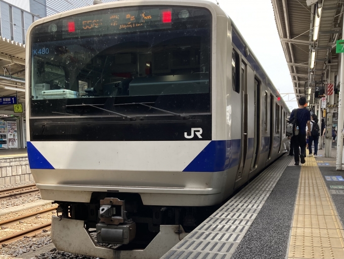 鉄道乗車記録の写真:乗車した列車(外観)(3)        「E531系水カツ K480編成。土浦駅2番線。」
