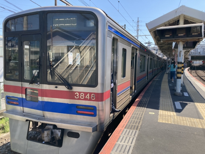 鉄道乗車記録の写真:乗車した列車(外観)(3)        「京成3700形3848編成8両。京成高砂駅4番線。」