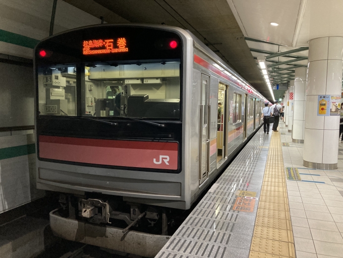 鉄道乗車記録の写真:乗車した列車(外観)(3)        「205系仙センM05編成4両。あおば通駅2番線。」