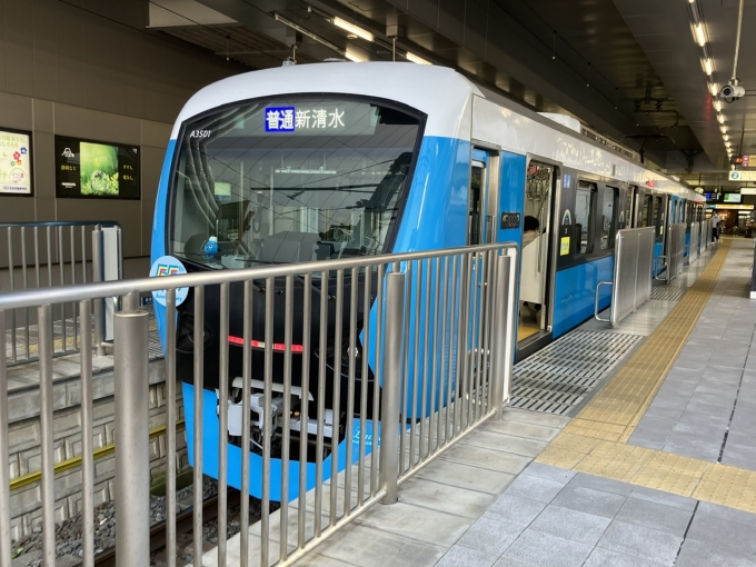 鉄道乗車記録の写真:乗車した列車(外観)(3)        「静岡鉄道A3000形 A3001編成。新静岡駅2番線。」