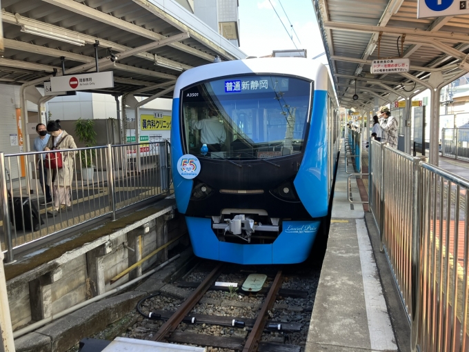鉄道乗車記録の写真:乗車した列車(外観)(8)        「静岡鉄道A3000形 A3001編成。新清水駅1番線。」