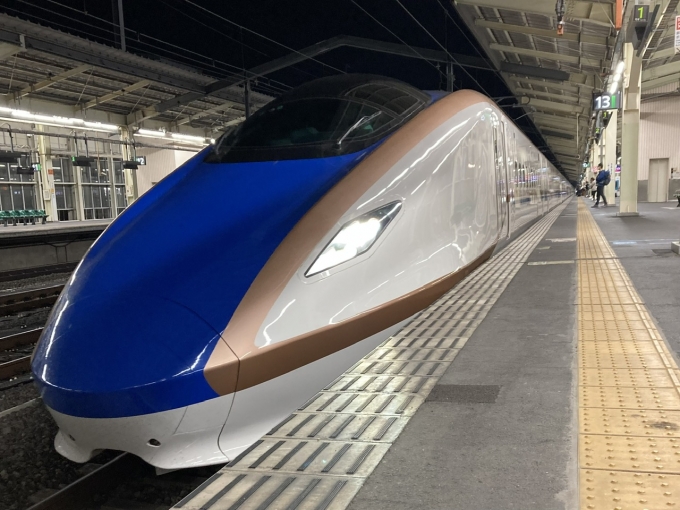 鉄道乗車記録の写真:乗車した列車(外観)(3)        「E7系新ニシF32編成。高崎駅13番線。」