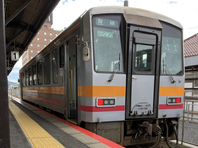 鉄道乗車記録の写真:乗車した列車(外観)(3)        「岡オカ所属キハ120-340。津山駅1番のりば。」