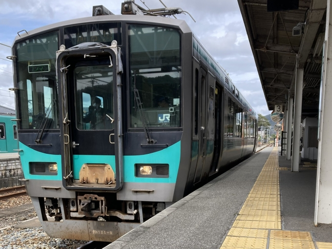 鉄道乗車記録の写真:乗車した列車(外観)(7)        「近アカ所属クモハ125-9。西脇市駅。」
