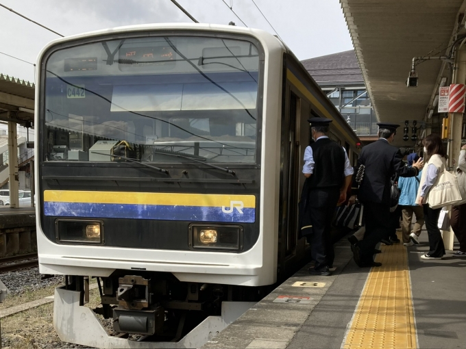 鉄道乗車記録の写真:乗車した列車(外観)(3)        「209系千マリC442編成。佐倉駅2番線。」
