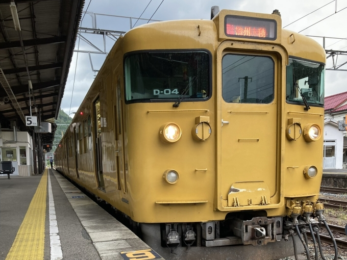 鉄道乗車記録の写真:乗車した列車(外観)(3)        「115系岡オカD-04編成。新見駅5番のりば。」