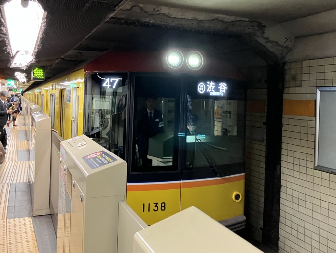 鉄道乗車記録の写真:乗車した列車(外観)(3)        「東京メトロ1000系1138F編成。東京メトロ新橋駅1番線。」