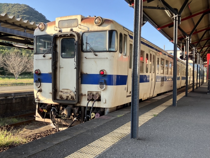 鉄道乗車記録の写真:乗車した列車(外観)(3)        「鹿カコ所属キハ47-8072+キハ47-9075。吉松駅2番のりば。」