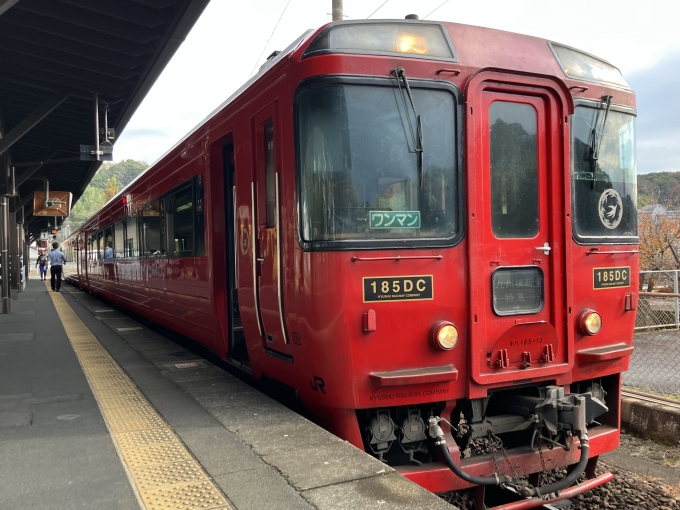 鉄道乗車記録の写真:乗車した列車(外観)(7)        「分オイ所属キハ185-10+キハ185-1。豊後竹田駅2番のりば。」