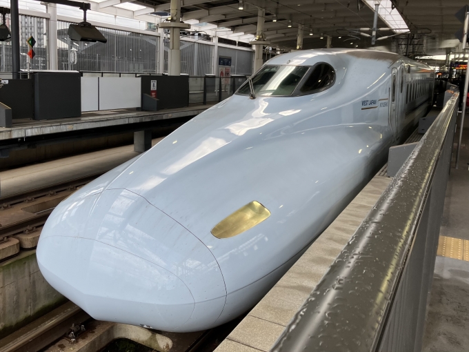 鉄道乗車記録の写真:乗車した列車(外観)(3)        「N700系新幹線幹ハカS5編成。熊本駅12番のりば。」