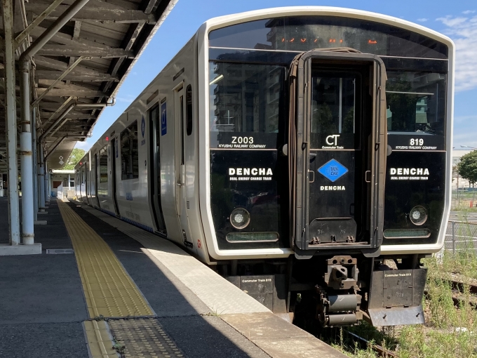 鉄道乗車記録の写真:乗車した列車(外観)(3)        「BEC819系本チクZ003編成。若松駅1番のりば。」