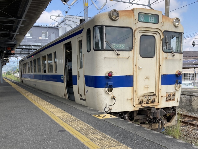 鉄道乗車記録の写真:乗車した列車(外観)(3)        「本チク所属キハ40 8102。桂川駅2番のりば。」