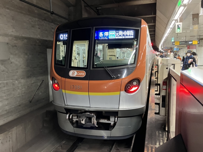 鉄道乗車記録の写真:乗車した列車(外観)(3)        「東京メトロ17000系17181F編成。東急日吉駅1番線。 」