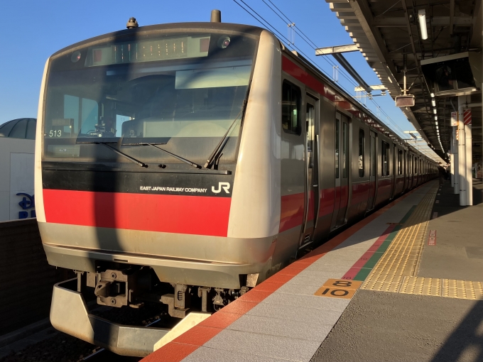 鉄道乗車記録の写真:乗車した列車(外観)(3)        「E233系千ケヨ513編成。舞浜駅2番線。」