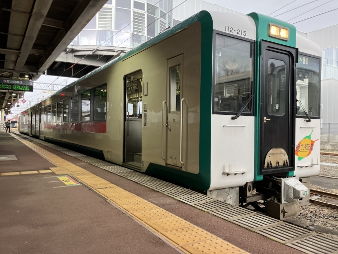 鉄道乗車記録の写真:乗車した列車(外観)(3)        「キハ110系仙ココ215編成。新庄駅5番線。」