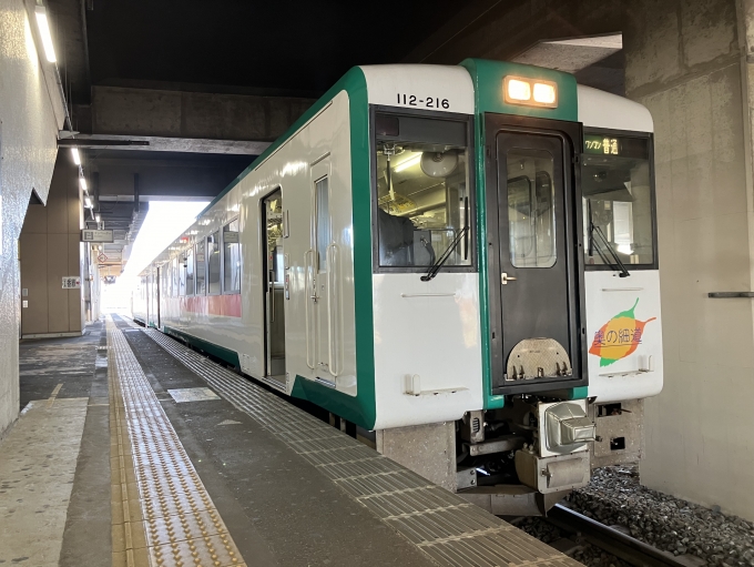鉄道乗車記録の写真:乗車した列車(外観)(5)        「キハ110系仙ココ216編成。古川駅1番線。」