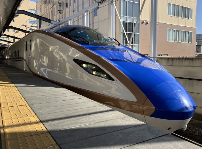 鉄道乗車記録の写真:乗車した列車(外観)(3)        「E7系新幹線F9編成。長野駅14番線。」