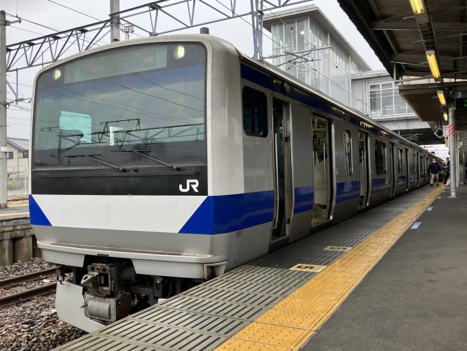 鉄道乗車記録の写真:乗車した列車(外観)(3)        「E531系水カツK468編成。友部駅3番線。」