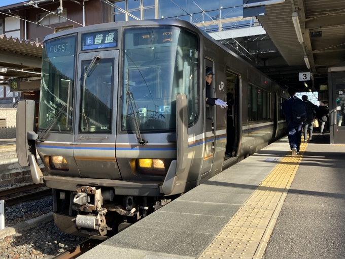 鉄道乗車記録の写真:乗車した列車(外観)(3)        「223系近キトR202編成。嵯峨嵐山駅3番のりば。」