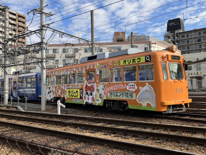 鉄道乗車記録の写真:列車・車両の様子(未乗車)(7)        「阪堺電気軌道モ501形電車。我孫子道車庫。」