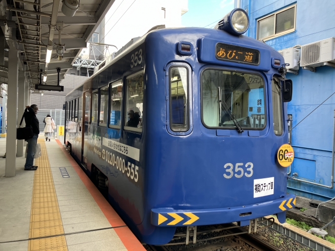 鉄道乗車記録の写真:乗車した列車(外観)(9)        「阪堺電気軌道モ351形。恵美須停留場降車専用線。」