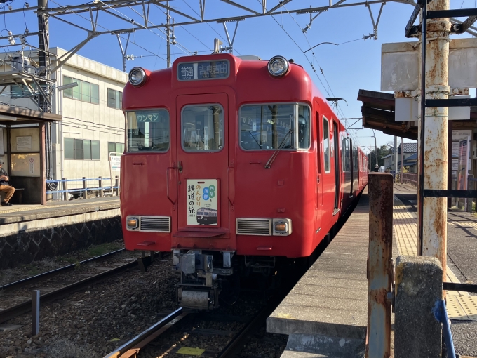 鉄道乗車記録の写真:乗車した列車(外観)(9)        「名鉄6000系6013編成。三河鳥羽駅上り線のりば。」